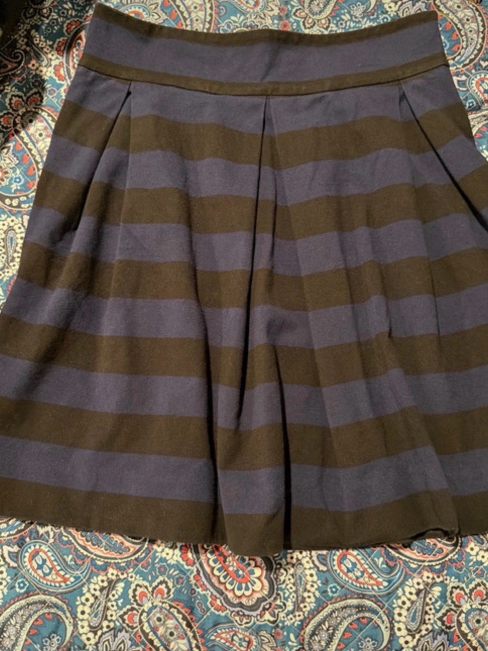 kate spade Navy and Black Striped Circle Skirt